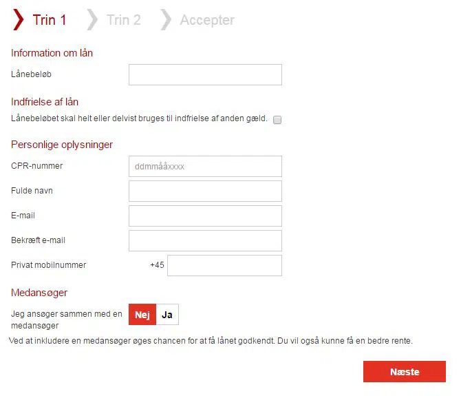 Ansøgningen hos Bank Norwegian